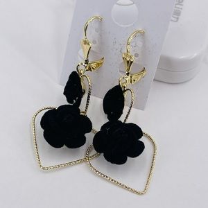 /Earrings, romantic 3D flowers, crystal